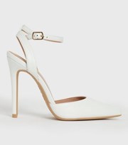 New Look White Strappy Pointed Stiletto Heel Court Shoes